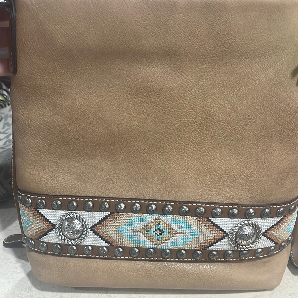 Tan Beaded Women's Bag